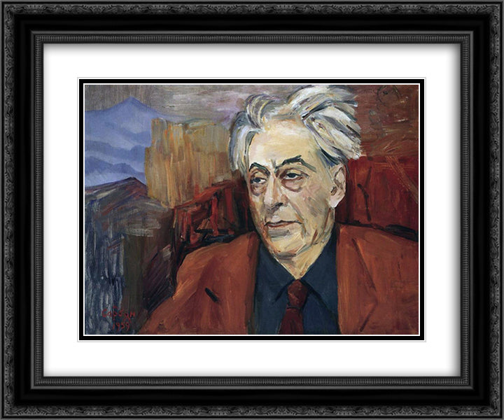 Portrait of Ilya Ehrenburg 24x20 Black Ornate Wood Framed Art Print Poster with Double Matting by Saryan, Martiros