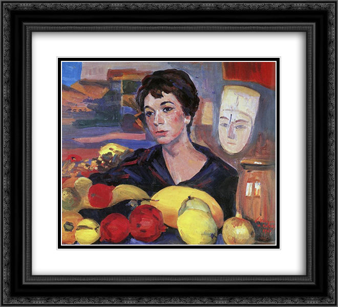 Portrait of Katarine Saryan 22x20 Black Ornate Wood Framed Art Print Poster with Double Matting by Saryan, Martiros