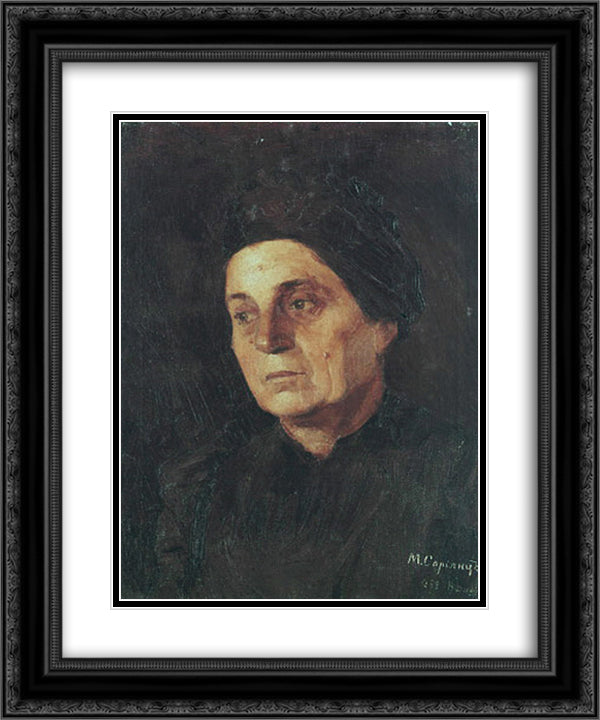 Portrait of mother 20x24 Black Ornate Wood Framed Art Print Poster with Double Matting by Saryan, Martiros