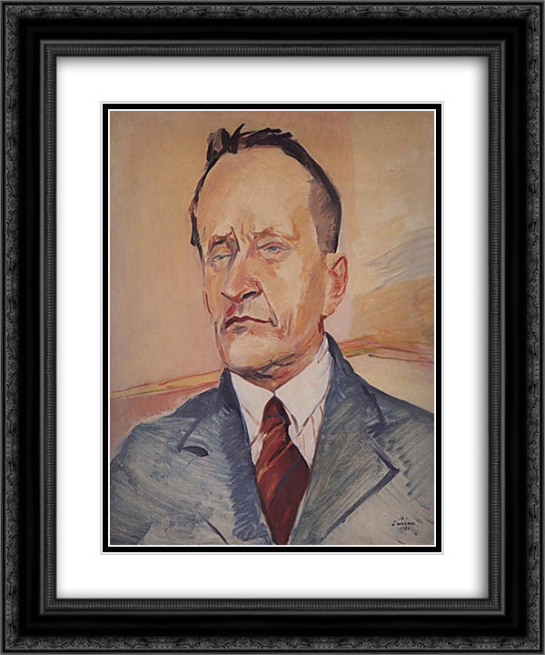 Portrait of the pianist Konstantin Igumnov 20x24 Black Ornate Wood Framed Art Print Poster with Double Matting by Saryan, Martiros