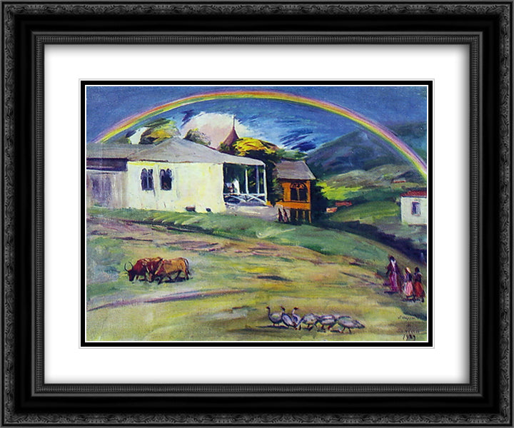 Rainbow 24x20 Black Ornate Wood Framed Art Print Poster with Double Matting by Saryan, Martiros