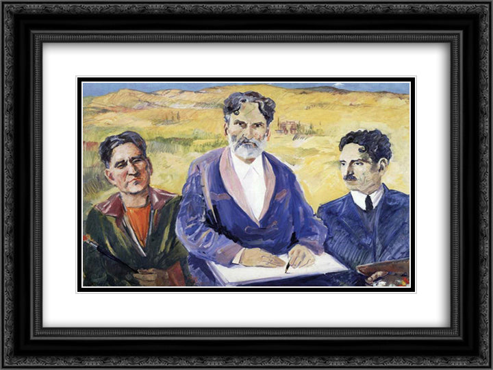 Self - portrait. Three ages. 24x18 Black Ornate Wood Framed Art Print Poster with Double Matting by Saryan, Martiros