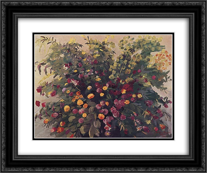 Spring flowers 24x20 Black Ornate Wood Framed Art Print Poster with Double Matting by Saryan, Martiros