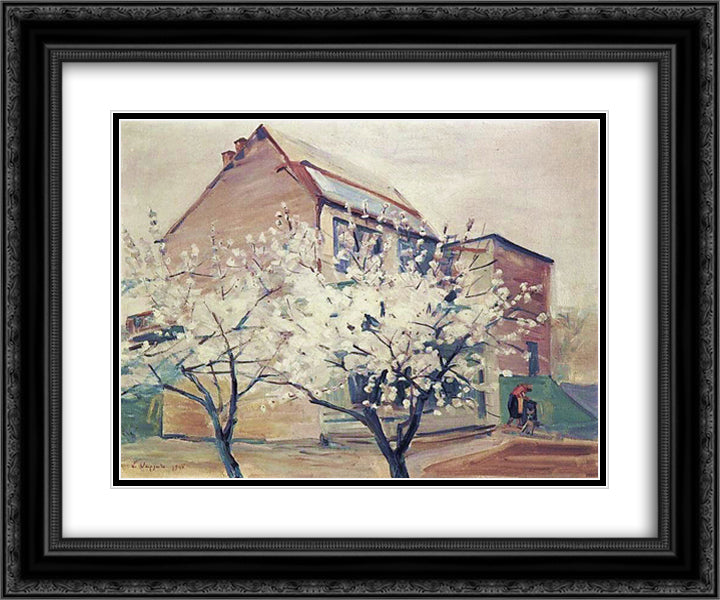 Spring in my garden 24x20 Black Ornate Wood Framed Art Print Poster with Double Matting by Saryan, Martiros