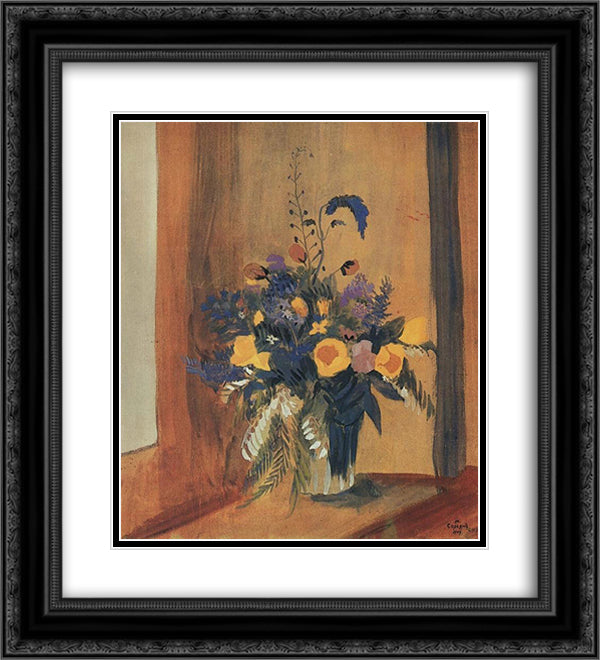 Steppe flowers 20x22 Black Ornate Wood Framed Art Print Poster with Double Matting by Saryan, Martiros