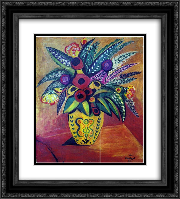 Still life 20x22 Black Ornate Wood Framed Art Print Poster with Double Matting by Saryan, Martiros