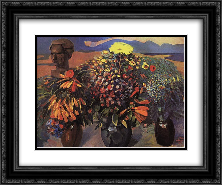 Still life with bust 24x20 Black Ornate Wood Framed Art Print Poster with Double Matting by Saryan, Martiros