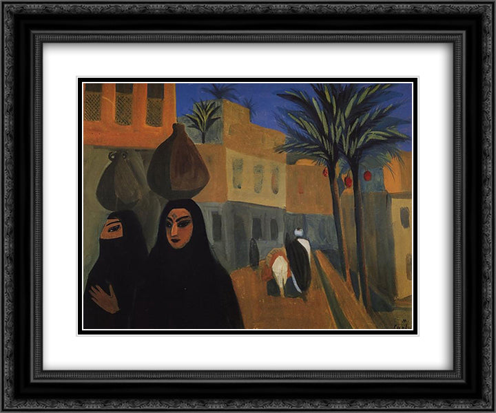 Street in Cairo 24x20 Black Ornate Wood Framed Art Print Poster with Double Matting by Saryan, Martiros