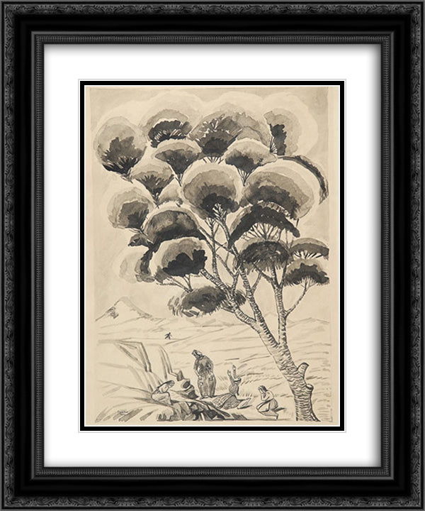 The Death of Kikos 20x24 Black Ornate Wood Framed Art Print Poster with Double Matting by Saryan, Martiros