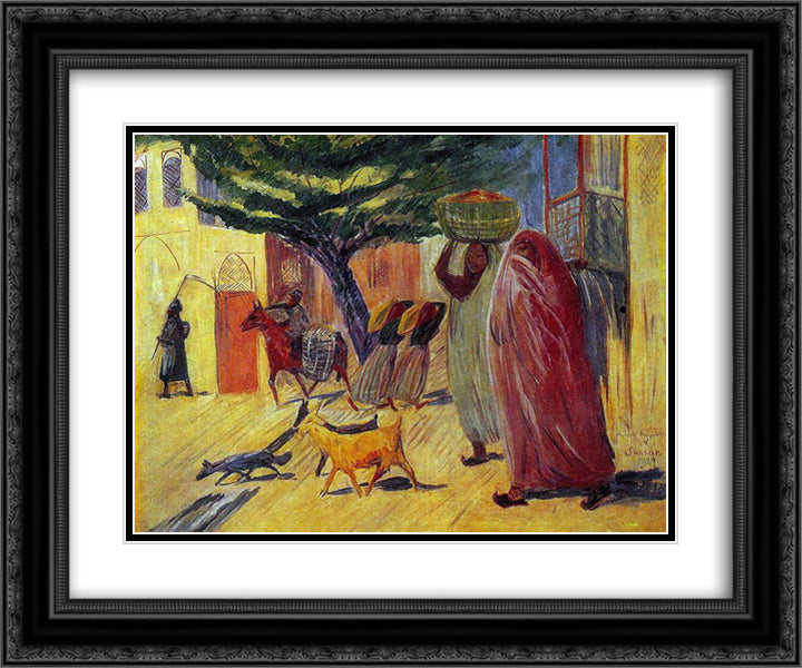 The street 24x20 Black Ornate Wood Framed Art Print Poster with Double Matting by Saryan, Martiros