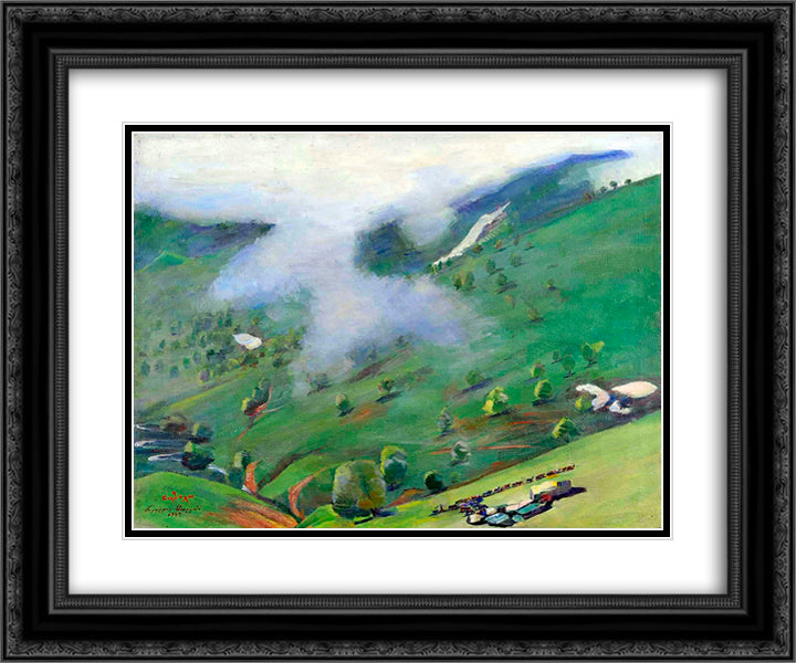 View of the Gorge from the Pushkin Pass 24x20 Black Ornate Wood Framed Art Print Poster with Double Matting by Saryan, Martiros