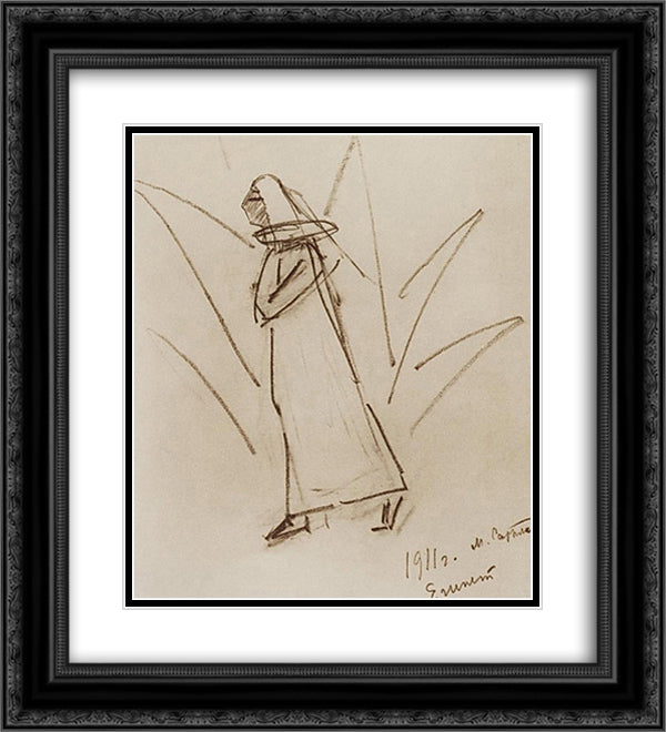 Walking woman 20x22 Black Ornate Wood Framed Art Print Poster with Double Matting by Saryan, Martiros