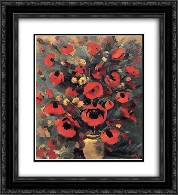 Wild poppies 20x22 Black Ornate Wood Framed Art Print Poster with Double Matting by Saryan, Martiros
