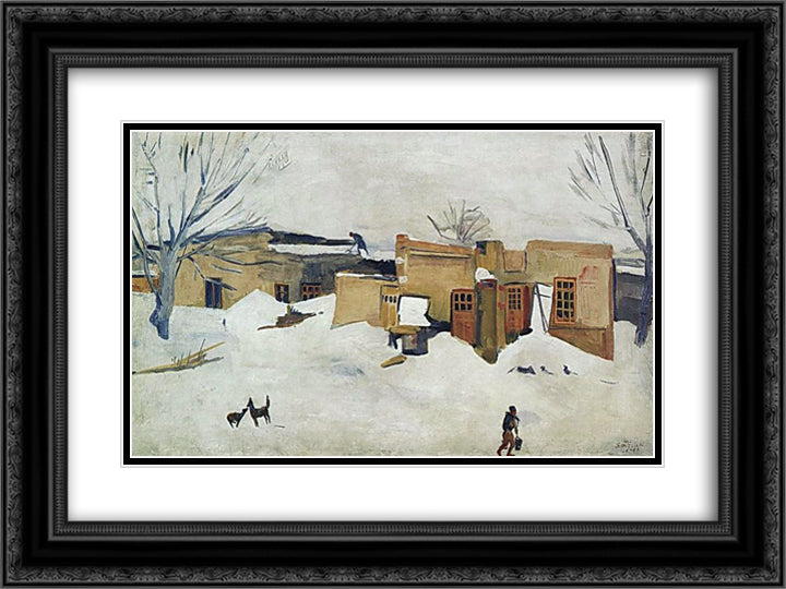 Winter in Yerevan 24x18 Black Ornate Wood Framed Art Print Poster with Double Matting by Saryan, Martiros