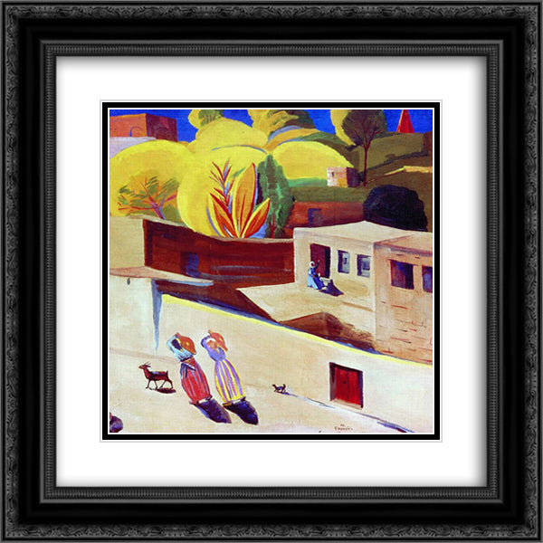 Yerevan 20x20 Black Ornate Wood Framed Art Print Poster with Double Matting by Saryan, Martiros