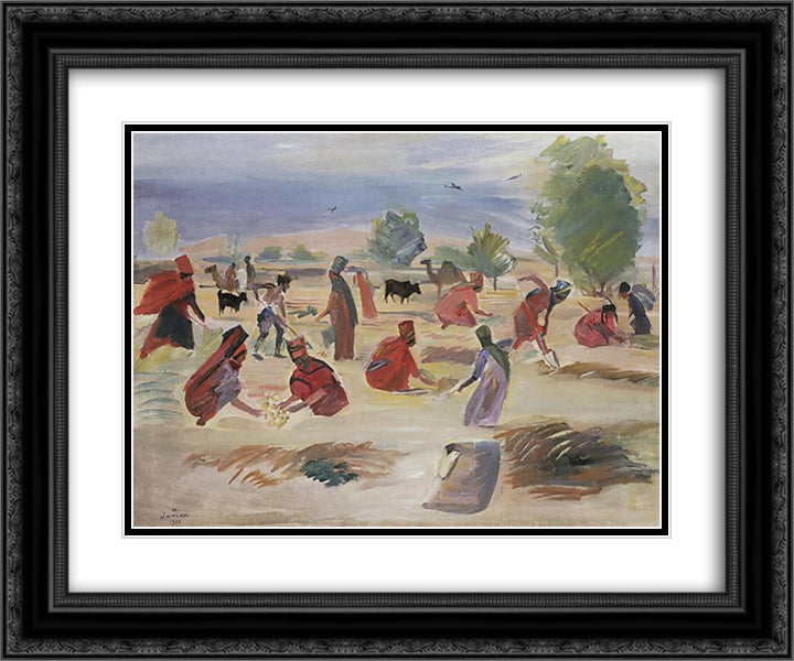 Yield of potatoes 24x20 Black Ornate Wood Framed Art Print Poster with Double Matting by Saryan, Martiros