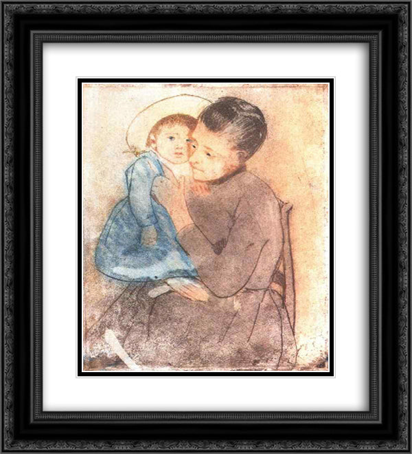 Baby Bill 20x22 Black Ornate Wood Framed Art Print Poster with Double Matting by Cassatt, Mary