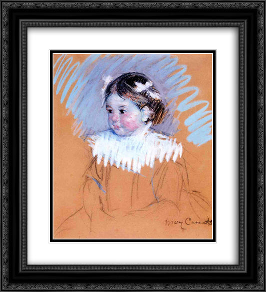 Bust of Ellen with Bows in Her Hair 20x22 Black Ornate Wood Framed Art Print Poster with Double Matting by Cassatt, Mary