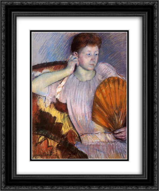 Contemplation 20x24 Black Ornate Wood Framed Art Print Poster with Double Matting by Cassatt, Mary