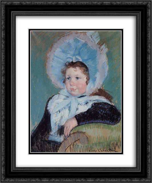 Dorothy in a Very Large Bonnet and a Dark Coat 20x24 Black Ornate Wood Framed Art Print Poster with Double Matting by Cassatt, Mary