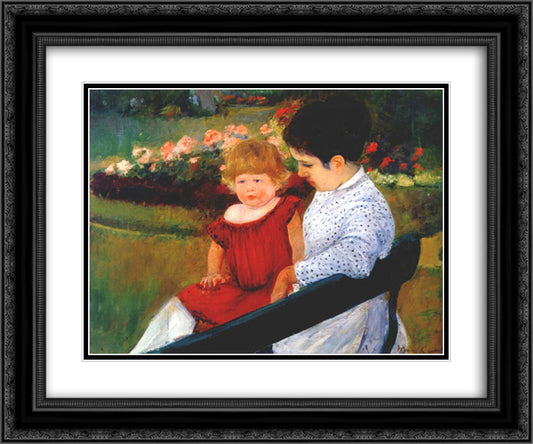 In the park 24x20 Black Ornate Wood Framed Art Print Poster with Double Matting by Cassatt, Mary