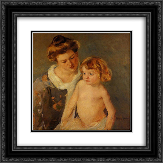 Jules Standing by His Mother 20x20 Black Ornate Wood Framed Art Print Poster with Double Matting by Cassatt, Mary