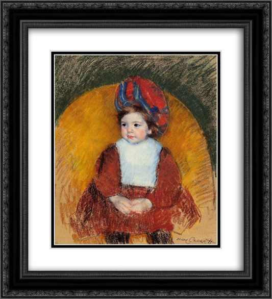 Margot 20x22 Black Ornate Wood Framed Art Print Poster with Double Matting by Cassatt, Mary