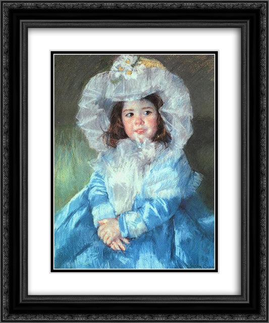 Margot in Blue 20x24 Black Ornate Wood Framed Art Print Poster with Double Matting by Cassatt, Mary