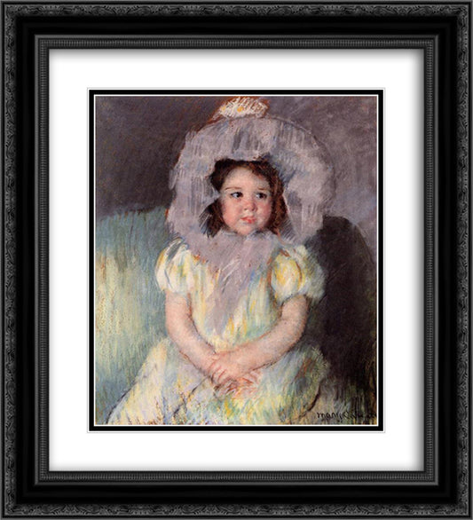 Margot in White 20x22 Black Ornate Wood Framed Art Print Poster with Double Matting by Cassatt, Mary