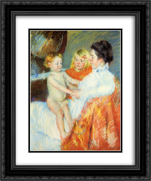 Mother Sara and the Baby 20x24 Black Ornate Wood Framed Art Print Poster with Double Matting by Cassatt, Mary
