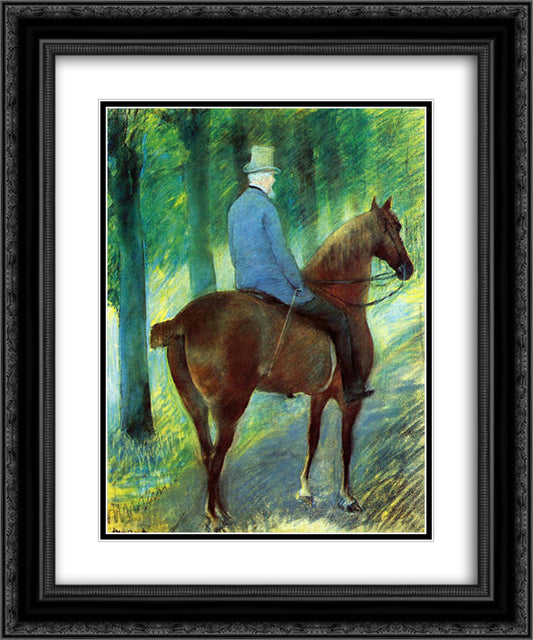 Mr. Robert S. Cassatt on Horseback 20x24 Black Ornate Wood Framed Art Print Poster with Double Matting by Cassatt, Mary