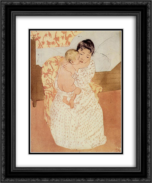 Nude Child 20x24 Black Ornate Wood Framed Art Print Poster with Double Matting by Cassatt, Mary