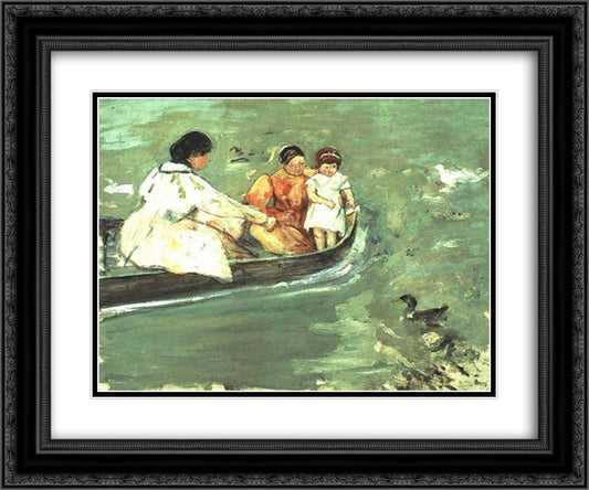 On the Water 24x20 Black Ornate Wood Framed Art Print Poster with Double Matting by Cassatt, Mary