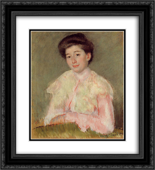 Portrait of a Lady 20x22 Black Ornate Wood Framed Art Print Poster with Double Matting by Cassatt, Mary