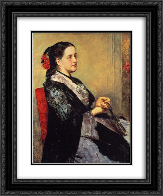 Portrait of a Lady of Seville 20x24 Black Ornate Wood Framed Art Print Poster with Double Matting by Cassatt, Mary