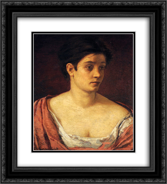 Portrait Of A Woman 20x22 Black Ornate Wood Framed Art Print Poster with Double Matting by Cassatt, Mary