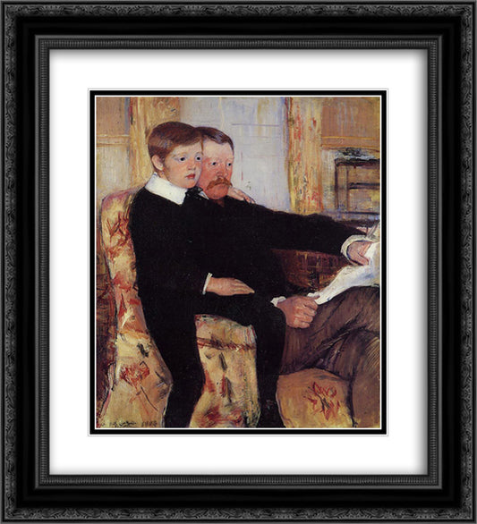 Portrait of Alexander J. Cassat and His Son Robert Kelso Cassatt 20x22 Black Ornate Wood Framed Art Print Poster with Double Matting by Cassatt, Mary