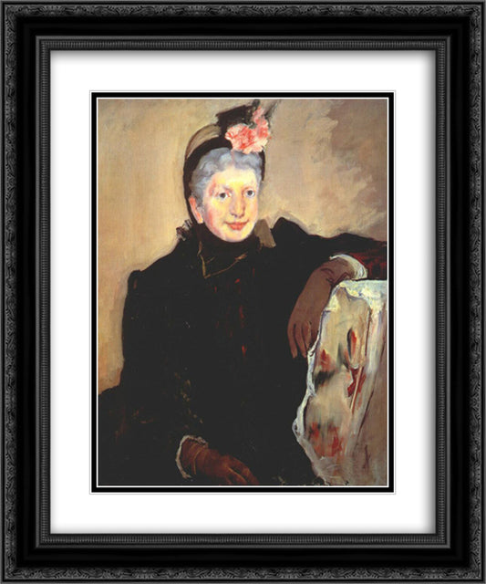 Portrait of an elderly lady 20x24 Black Ornate Wood Framed Art Print Poster with Double Matting by Cassatt, Mary