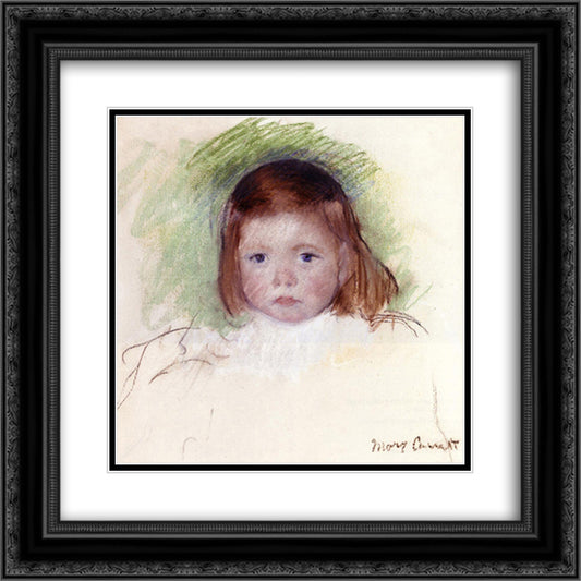 Portrait of Ellen Mary Cassatt 20x20 Black Ornate Wood Framed Art Print Poster with Double Matting by Cassatt, Mary