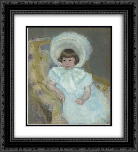 Portrait of Louise Aurora child Villeboeuf 20x22 Black Ornate Wood Framed Art Print Poster with Double Matting by Cassatt, Mary