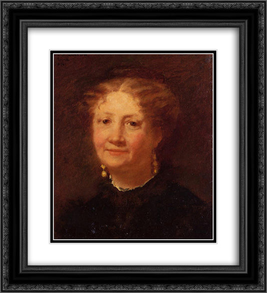 Portrait of Madame Cordier 20x22 Black Ornate Wood Framed Art Print Poster with Double Matting by Cassatt, Mary