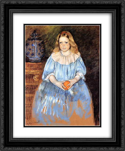 Portrait of Margaret Milligan Sloan (no.2) 20x24 Black Ornate Wood Framed Art Print Poster with Double Matting by Cassatt, Mary