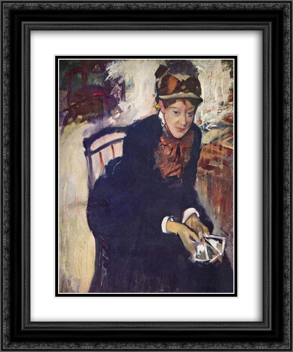 Portrait of Miss Cassatt, holding the cards 20x24 Black Ornate Wood Framed Art Print Poster with Double Matting by Cassatt, Mary