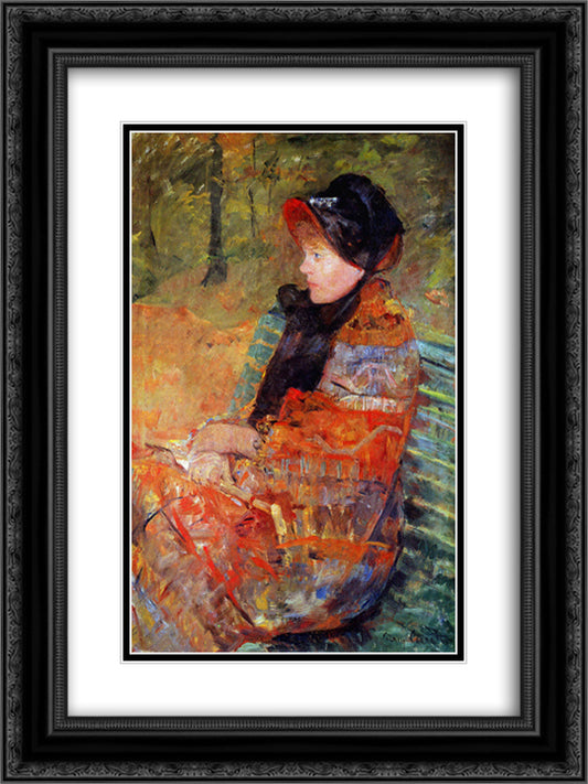 Portrait of Mlle C. Lydia Cassatt 18x24 Black Ornate Wood Framed Art Print Poster with Double Matting by Cassatt, Mary