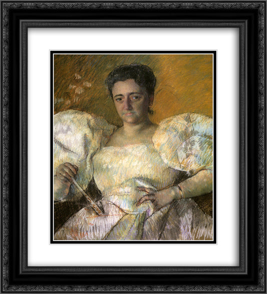 Portrait of Mrs. H. O. Hevemeyer 20x22 Black Ornate Wood Framed Art Print Poster with Double Matting by Cassatt, Mary