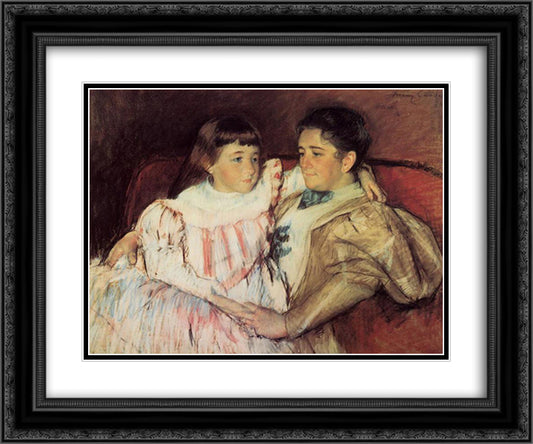 Portrait of Mrs Havemeyer and Her Daughter Electra 24x20 Black Ornate Wood Framed Art Print Poster with Double Matting by Cassatt, Mary
