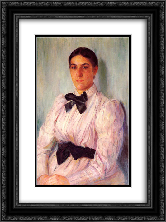 Portrait of Mrs William Harrison 18x24 Black Ornate Wood Framed Art Print Poster with Double Matting by Cassatt, Mary