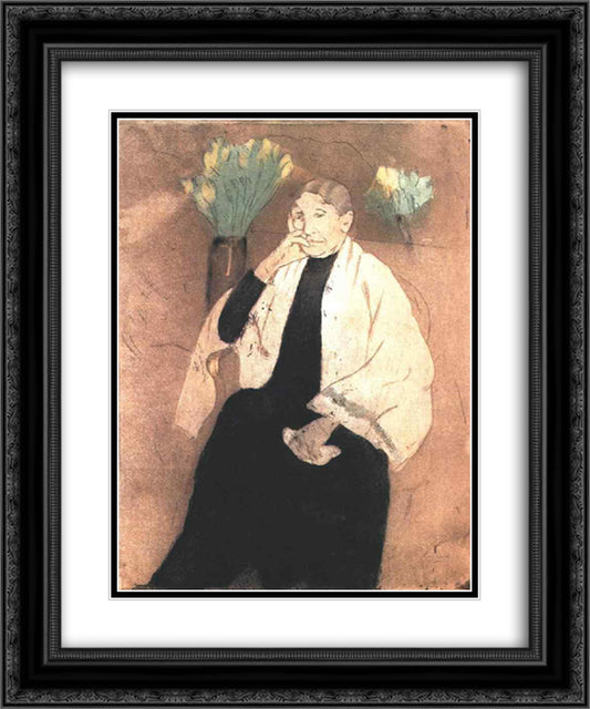 Portrait of the Artist s Mother 20x24 Black Ornate Wood Framed Art Print Poster with Double Matting by Cassatt, Mary