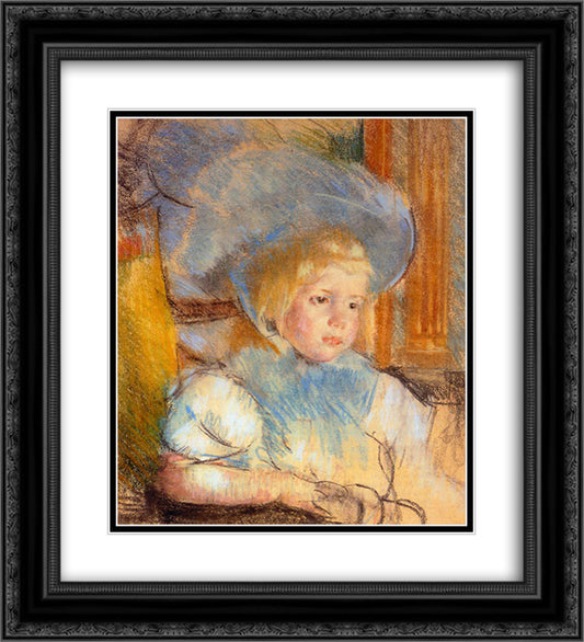Simone in Plumed Hat 20x22 Black Ornate Wood Framed Art Print Poster with Double Matting by Cassatt, Mary