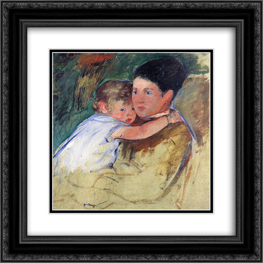 Sketch of Anne and Her Nurse 20x20 Black Ornate Wood Framed Art Print Poster with Double Matting by Cassatt, Mary